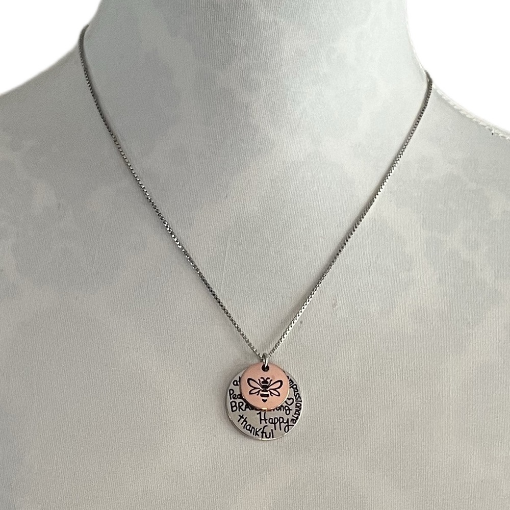 Inspirational Pendant Necklace with Positive Affirmation Discs